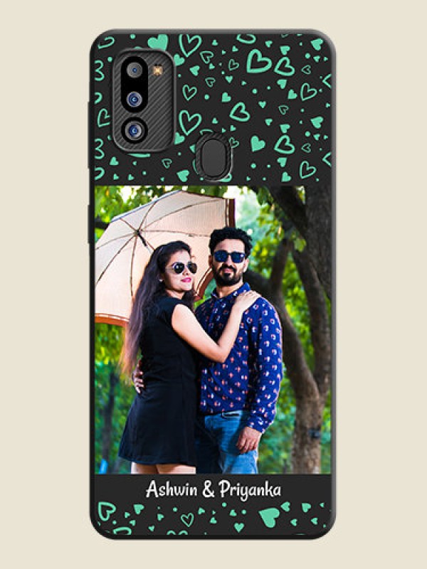 Custom Sea Green Indefinite Love Pattern on Photo on Space Black Soft Matte Mobile Cover - Galaxy M21 2021 Edition