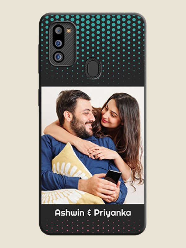 Custom Faded Dots with Grunge Photo Frame and Text on Space Black Custom Soft Matte Phone Cases - Galaxy M21 2021 Edition