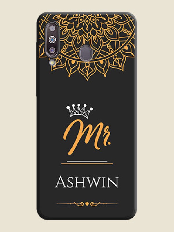 Custom Mr Name with Floral Design  on Personalised Space Black Soft Matte Cases - Galaxy M30