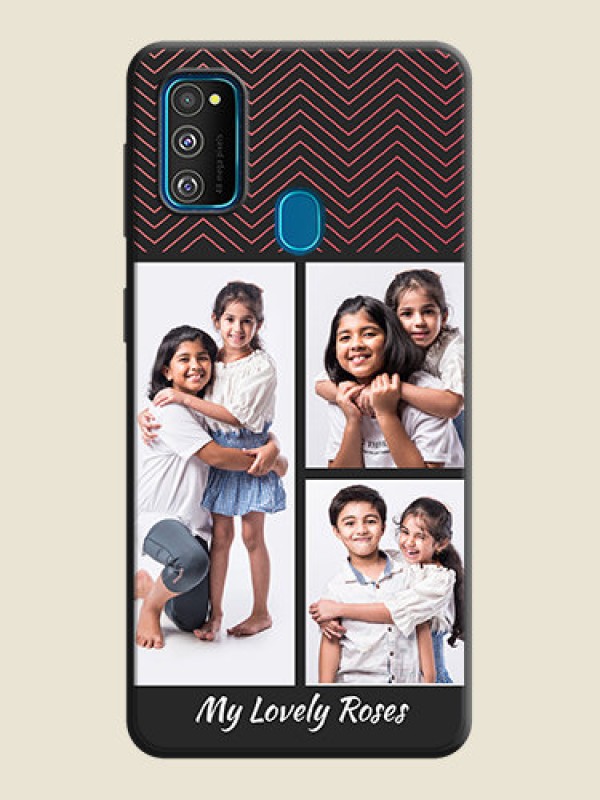 Custom Wave Pattern with 3 Image Holder on Space Black Custom Soft Matte Back Cover - Galaxy M30S