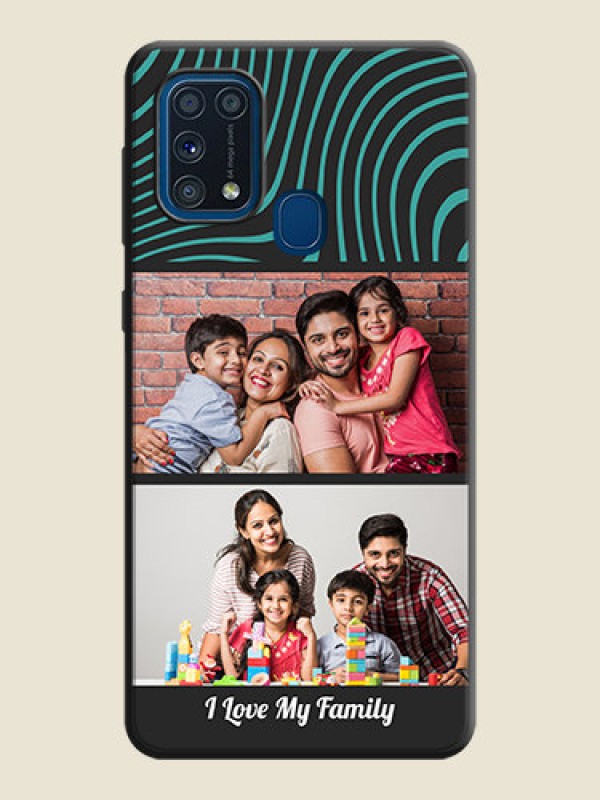 Custom Wave Pattern with 2 Image Holder on Space Black Personalized Soft Matte Phone Covers - Galaxy M31