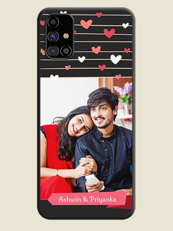 Custom Love Pattern with Name on Pink Ribbon  - Photo on Space Black Soft Matte Back Cover - Galaxy M31s
