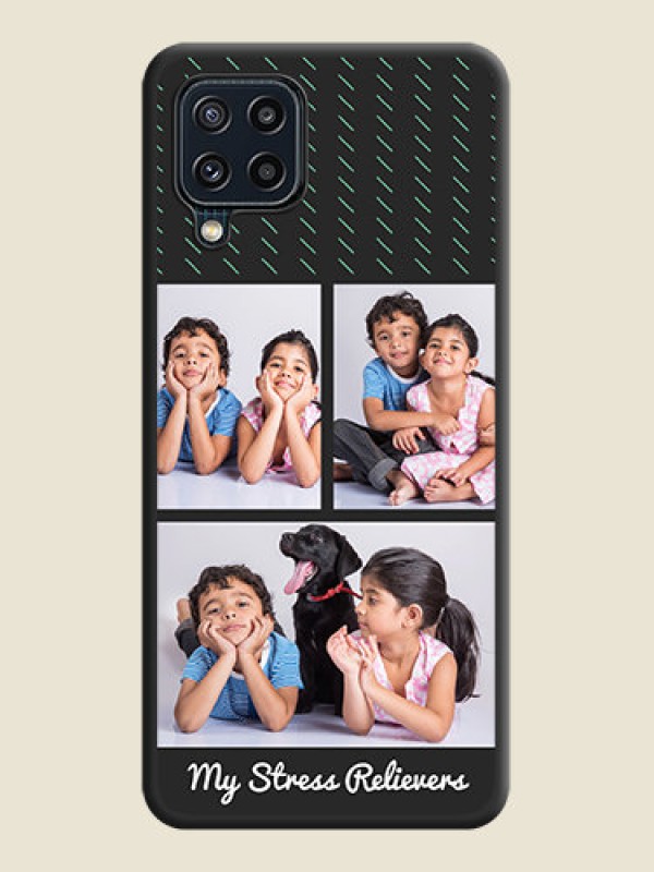 Custom Cross Dotted Pattern with 2 Image Holder  on Personalised Space Black Soft Matte Cases - Galaxy M32 4G Prime Edition