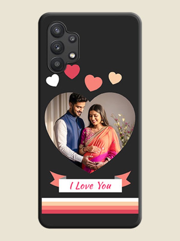 Custom Love Shaped Photo with Colorful Stripes on Personalised Space Black Soft Matte Cases - Galaxy M32 5G