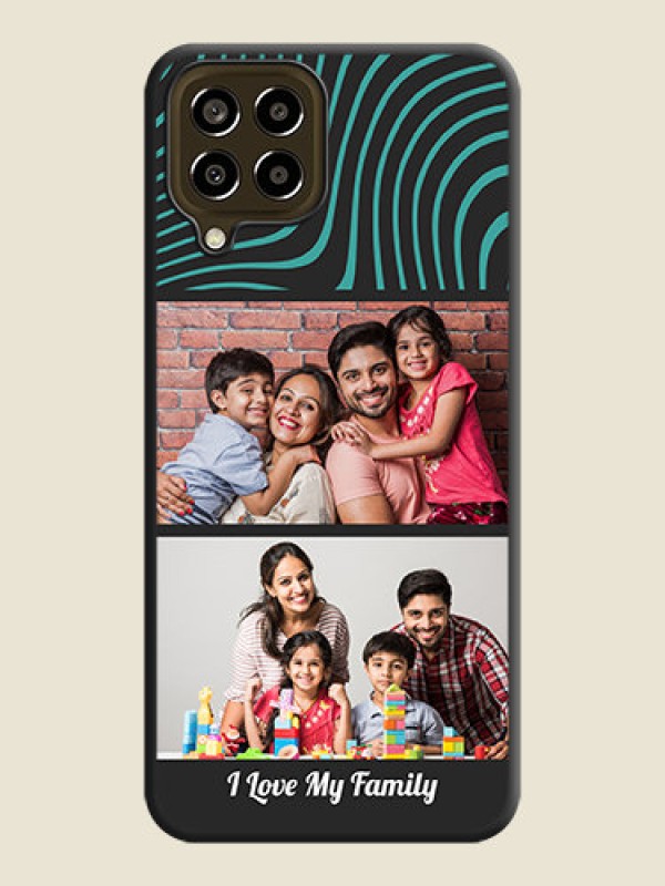 Custom Wave Pattern with 2 Image Holder on Space Black Personalized Soft Matte Phone Covers - Galaxy M33 5G