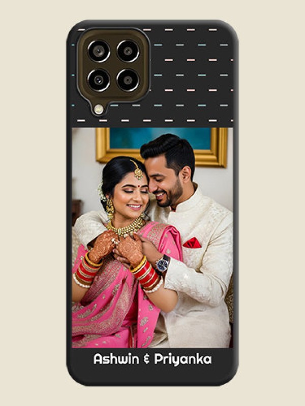 Custom Line Pattern Design with Text on Space Black Custom Soft Matte Phone Back Cover - Galaxy M33 5G