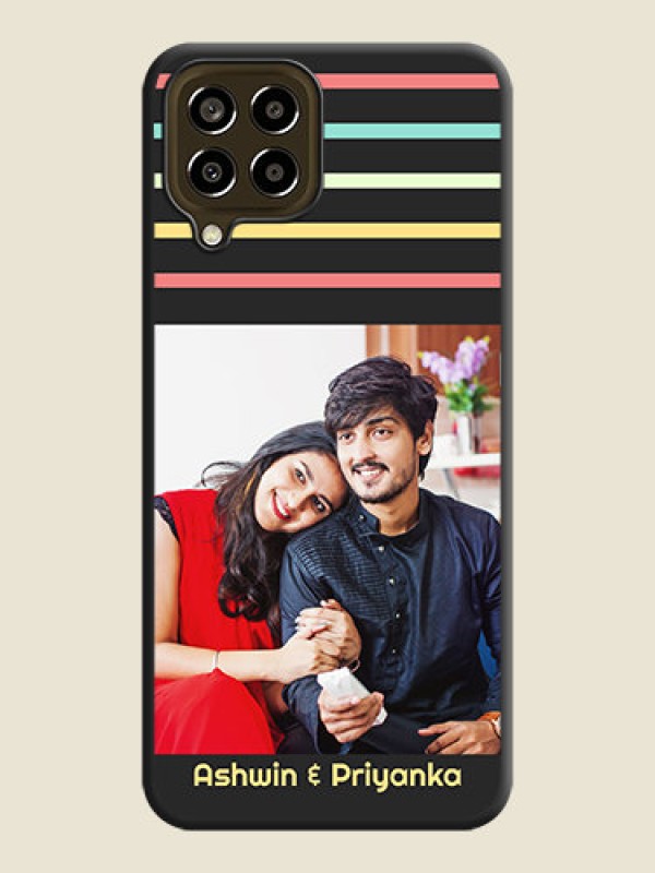 Custom Color Stripes with Photo and Text on Photo on Space Black Soft Matte Mobile Case - Galaxy M33 5G