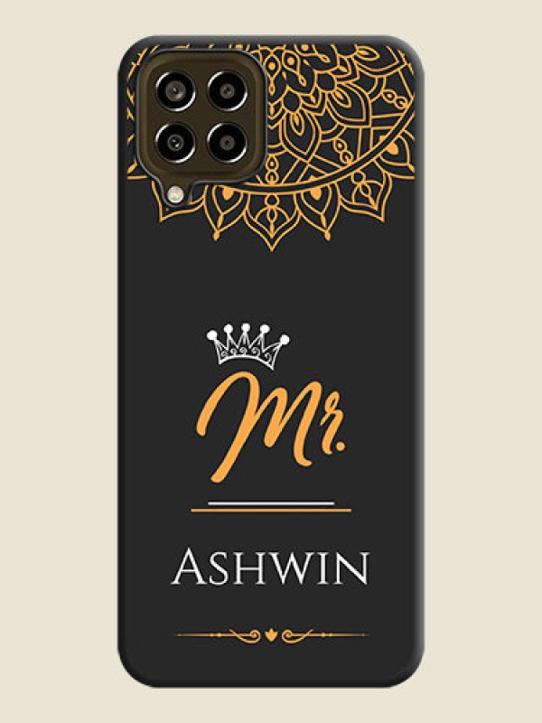 Custom Mr Name with Floral Design  on Personalised Space Black Soft Matte Cases - Galaxy M33 5G