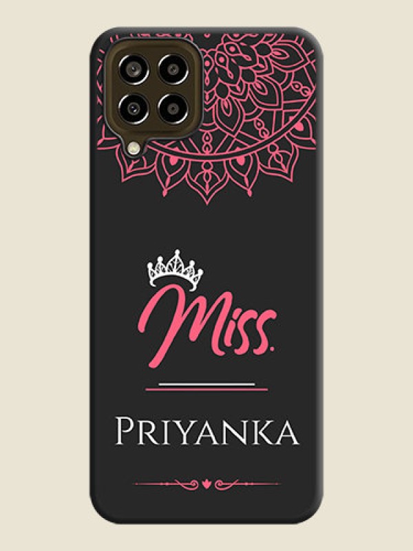 Custom Mrs Name with Floral Design on Space Black Personalized Soft Matte Phone Covers - Galaxy M33 5G