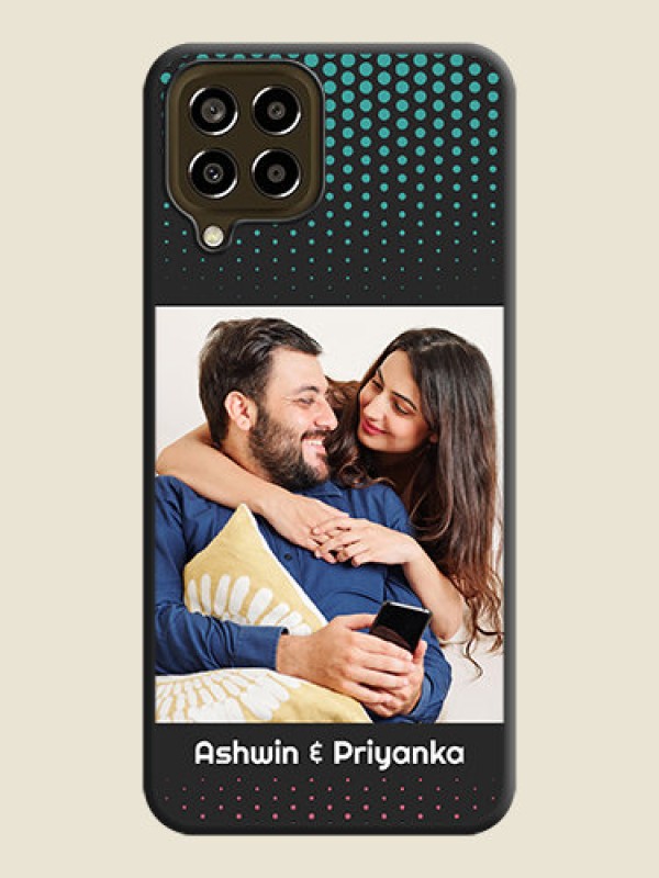 Custom Faded Dots with Grunge Photo Frame and Text on Space Black Custom Soft Matte Phone Cases - Galaxy M33 5G