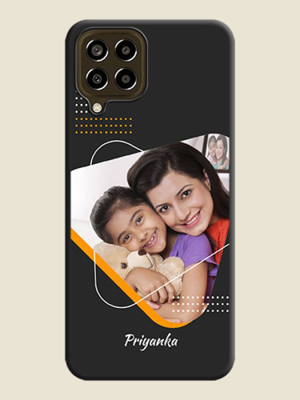 Custom Yellow Triangle on Photo on Space Black Soft Matte Phone Cover - Galaxy M33 5G