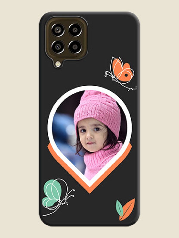 Custom Upload Pic With Simple Butterly Design On Space Black Personalized Soft Matte Phone Covers -Samsung Galaxy M33 5G