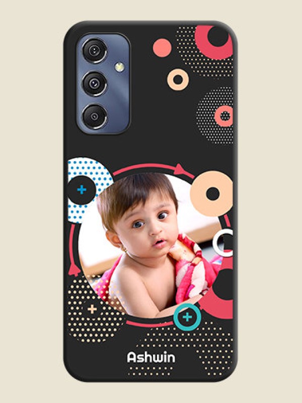 Custom Multicoloured Round Image on Personalised Space Black Soft Matte Cases - Galaxy M34 5G