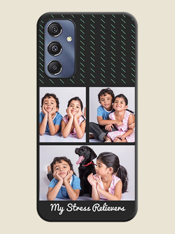 Custom Cross Dotted Pattern with 2 Image Holder on Personalised Space Black Soft Matte Cases - Galaxy M34 5G