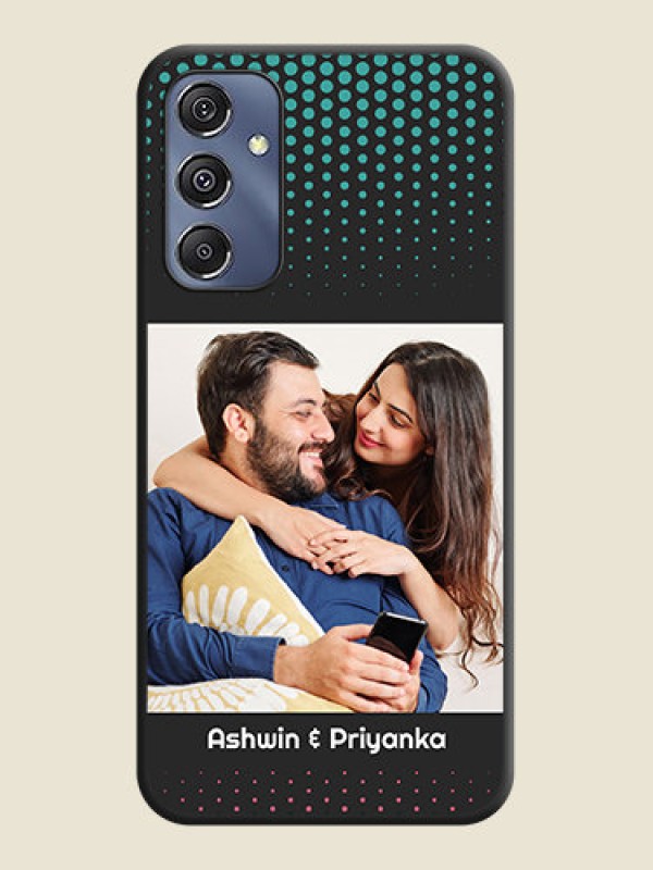 Custom Faded Dots with Grunge Photo Frame and Text on Space Black Custom Soft Matte Phone Cases - Galaxy M34 5G