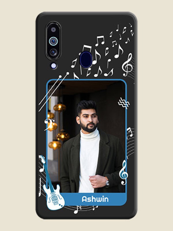 Custom Musical Theme Design with Text on Photo on Space Black Soft Matte Mobile Case - Galaxy M40