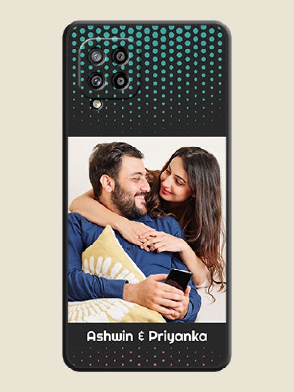 Custom Faded Dots with Grunge Photo Frame and Text on Space Black Custom Soft Matte Phone Cases - Galaxy M42 5G