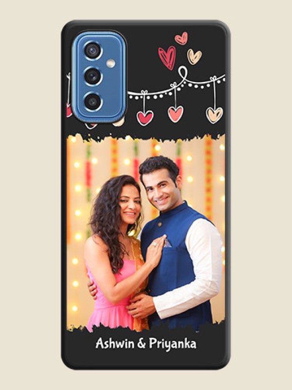 Custom Pink Love Hangings with Name on Space Black Custom Soft Matte Phone Cases - Samsung Galaxy M52 5G