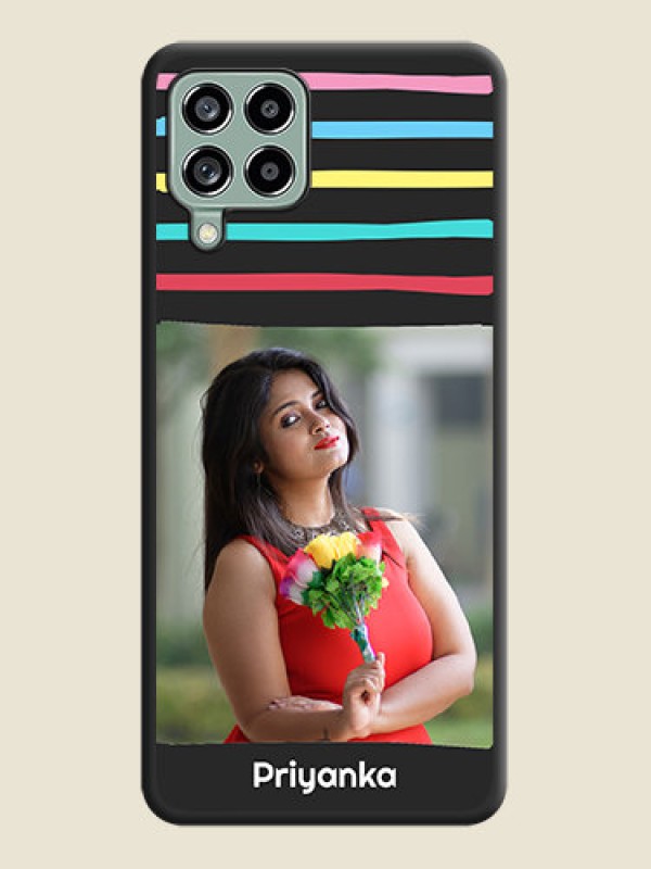 Custom Multicolor Lines with Image on Space Black Personalized Soft Matte Phone Covers - Galaxy M53 5G