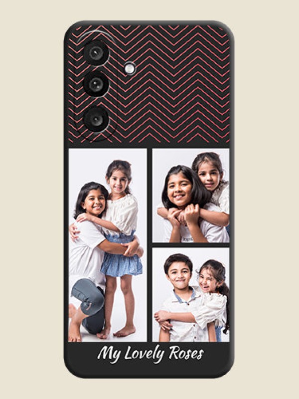 Custom Wave Pattern with 3 Image Holder On Space Black Custom Soft Matte Mobile Back Cover - Samsung Galaxy M56 5G