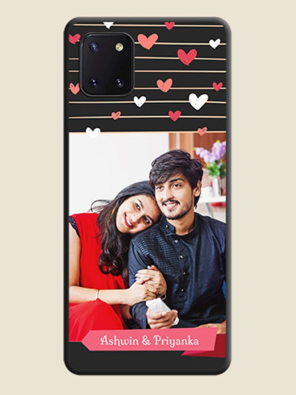 Custom Love Pattern with Name on Pink Ribbon  on Photo on Space Black Soft Matte Back Cover - Galaxy Note 10 Lite