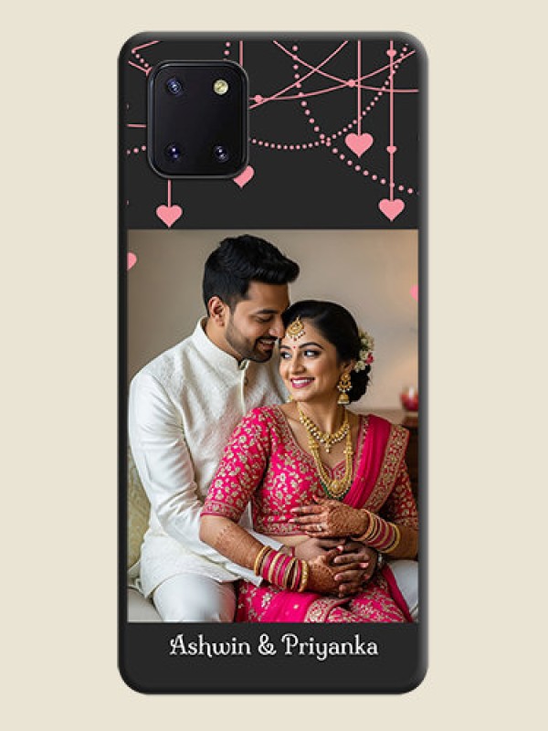 Custom Pink Love Hangings with Text on Space Black Custom Soft Matte Back Cover - Galaxy Note 10 Lite