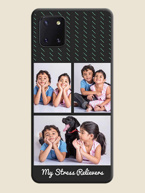 Custom Cross Dotted Pattern with 2 Image Holder  on Personalised Space Black Soft Matte Cases - Galaxy Note 10 Lite