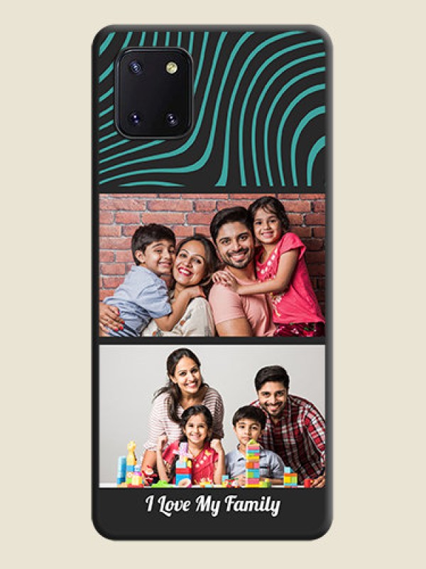 Custom Wave Pattern with 2 Image Holder on Space Black Personalized Soft Matte Phone Covers - Galaxy Note 10 Lite