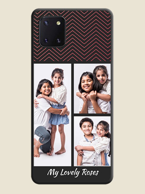 Custom Wave Pattern with 3 Image Holder on Space Black Custom Soft Matte Back Cover - Galaxy Note 10 Lite