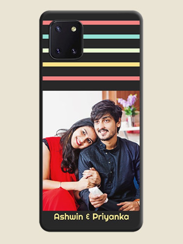 Custom Color Stripes with Photo and Text on Photo on Space Black Soft Matte Mobile Case - Galaxy Note 10 Lite