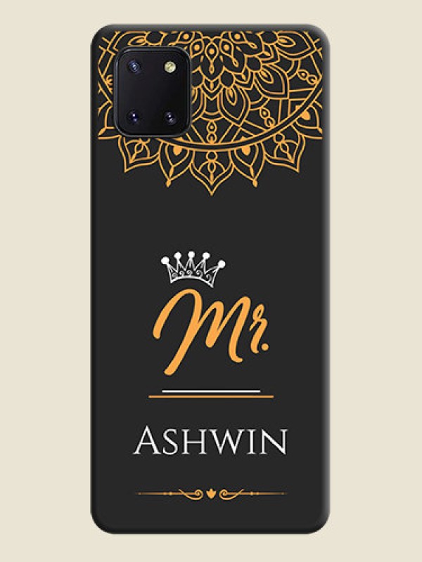 Custom Mr Name with Floral Design  on Personalised Space Black Soft Matte Cases - Galaxy Note 10 Lite