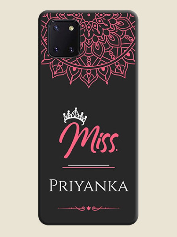 Custom Mrs Name with Floral Design on Space Black Personalized Soft Matte Phone Covers - Galaxy Note 10 Lite