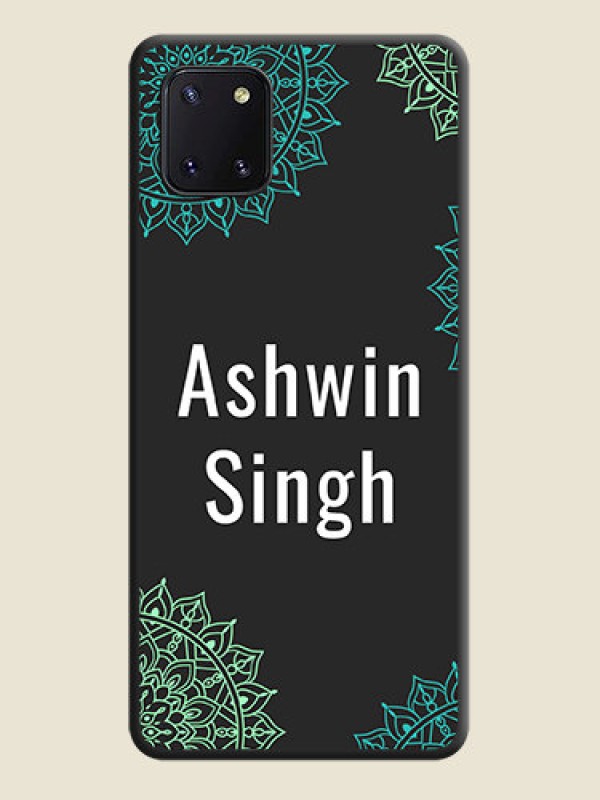 Custom Your Name with Floral Design on Space Black Custom Soft Matte Back Cover - Galaxy Note 10 Lite