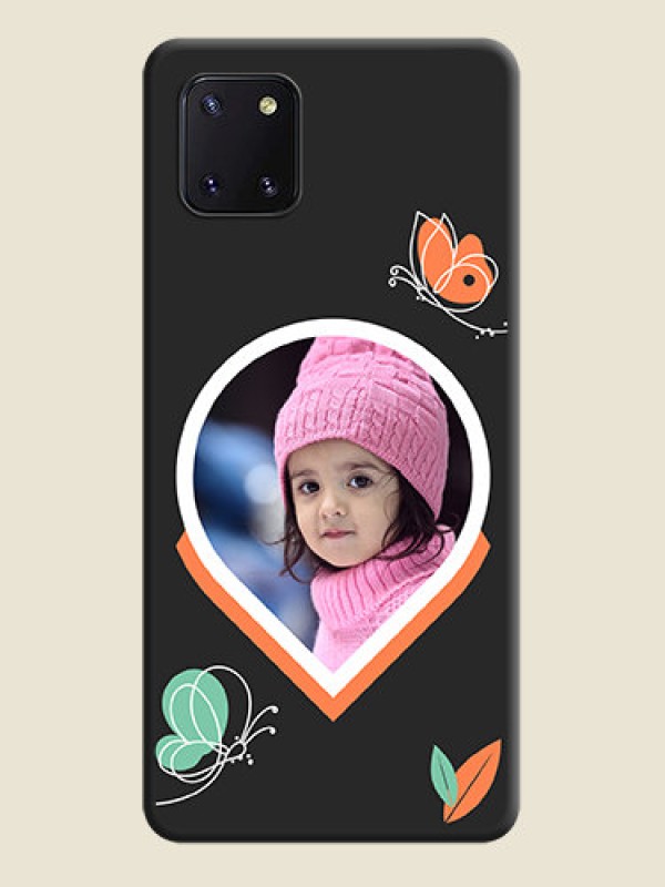 Custom Upload Pic With Simple Butterly Design On Space Black Personalized Soft Matte Phone Covers -Samsung Galaxy Note 10 Lite