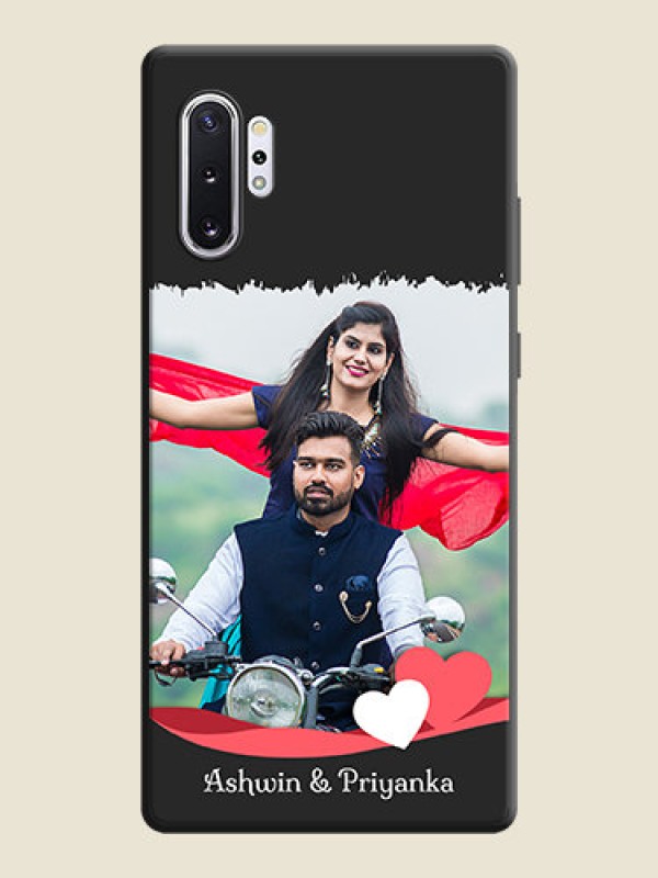 Custom Pink Color Love Shaped Ribbon Design with Text on Space Black Custom Soft Matte Phone Back Cover - Galaxy Note 10 Plus