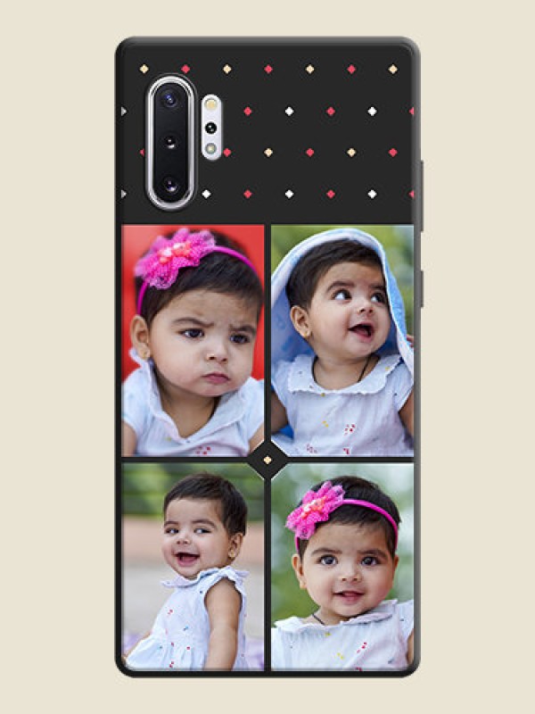 Custom Multicolor Dotted Pattern with 4 Image Holder on Space Black Custom Soft Matte Phone Cases - Galaxy Note 10 Plus