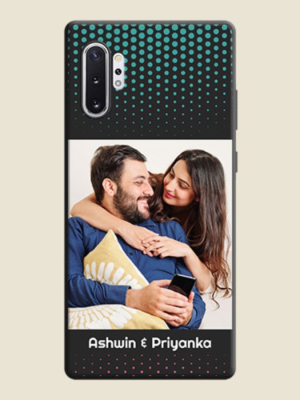 Custom Faded Dots with Grunge Photo Frame and Text on Space Black Custom Soft Matte Phone Cases - Galaxy Note 10 Plus