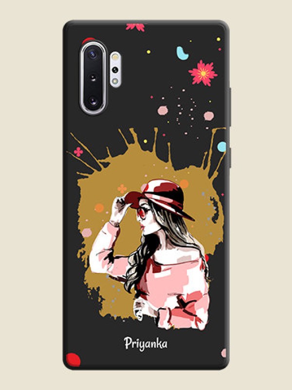 Custom Mordern Lady With Color Splash Background With Custom Text On Space Black Personalized Soft Matte Phone Covers -Samsung Galaxy Note 10 Plus