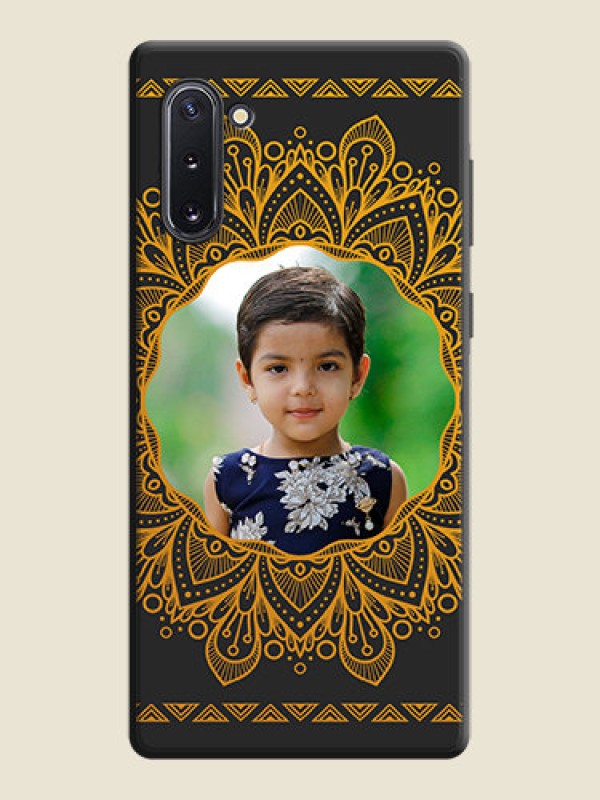 Custom Round Image with Floral Design - Photo on Space Black Soft Matte Mobile Cover - Galaxy Note 10