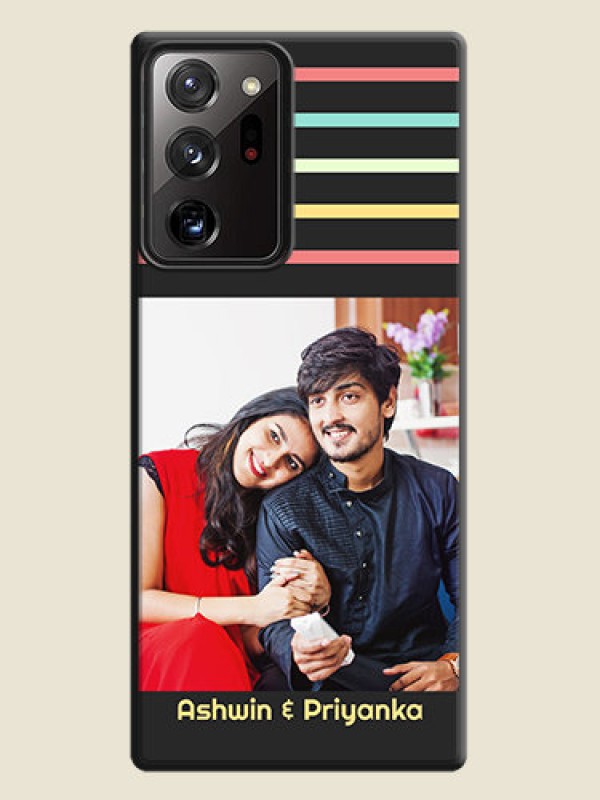 Custom Color Stripes with Photo and Text - Photo on Space Black Soft Matte Mobile Case - Galaxy Note 20 Ultra