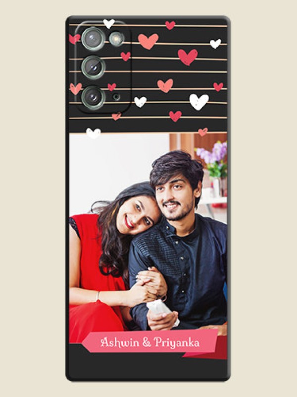 Custom Love Pattern with Name on Pink Ribbon  - Photo on Space Black Soft Matte Back Cover - Galaxy Note 20