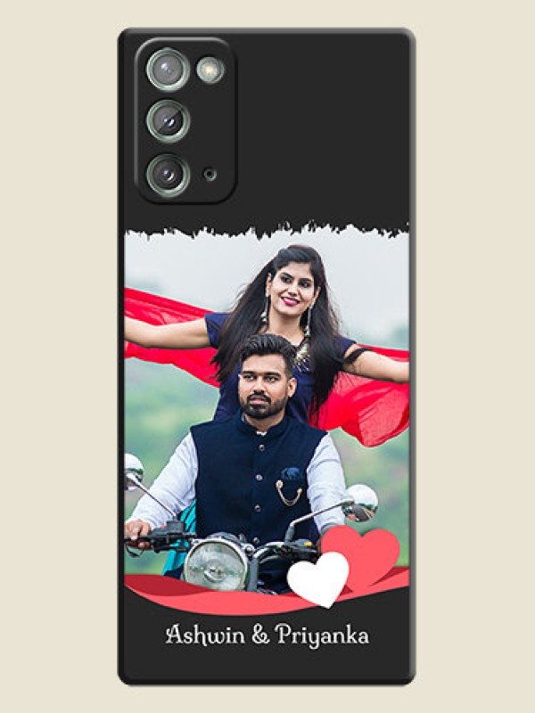 Custom Pink Color Love Shaped Ribbon Design with Text on Space Black Custom Soft Matte Phone Back Cover - Galaxy Note 20