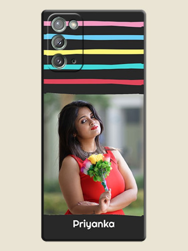 Custom Multicolor Lines with Image on Space Black Personalized Soft Matte Phone Covers - Galaxy Note 20