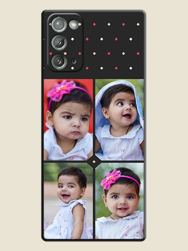 Custom Multicolor Dotted Pattern with 4 Image Holder on Space Black Custom Soft Matte Phone Cases - Galaxy Note 20