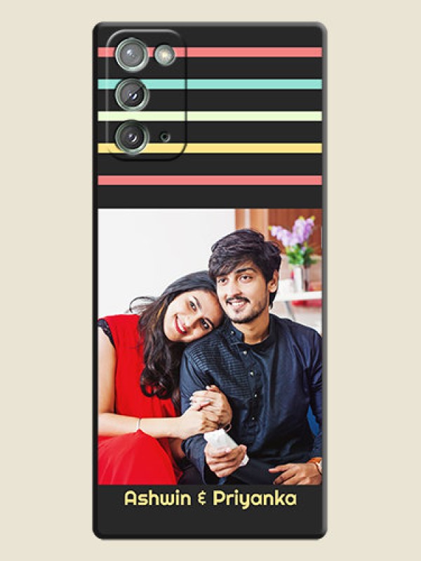 Custom Color Stripes with Photo and Text - Photo on Space Black Soft Matte Mobile Case - Galaxy Note 20