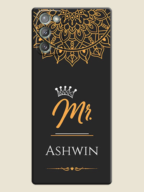 Custom Mr Name with Floral Design  on Personalised Space Black Soft Matte Cases - Galaxy Note 20