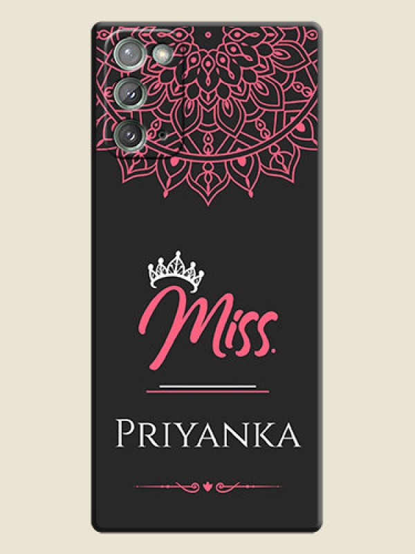 Custom Mrs Name with Floral Design on Space Black Personalized Soft Matte Phone Covers - Galaxy Note 20