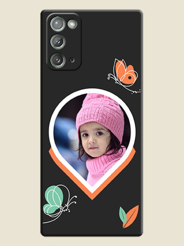 Custom Upload Pic With Simple Butterly Design On Space Black Personalized Soft Matte Phone Covers -Samsung Galaxy Note 20