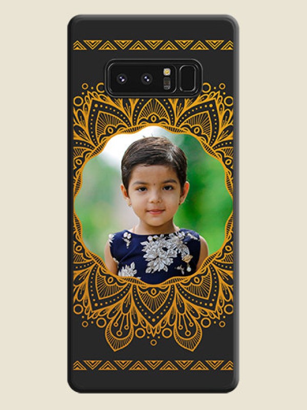 Custom Round Image with Floral Design on Photo on Space Black Soft Matte Mobile Cover - Galaxy Note 8