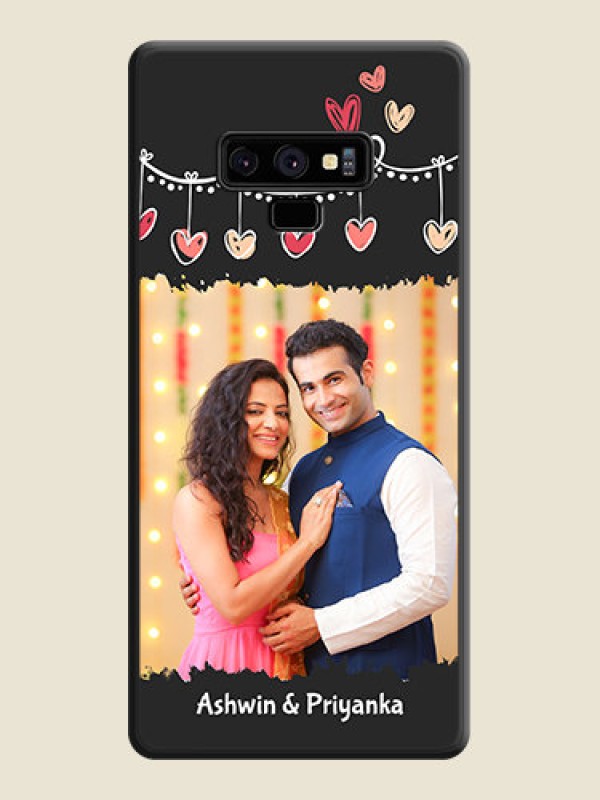 Custom Pink Love Hangings with Name on Space Black Custom Soft Matte Phone Cases - Galaxy Note 9